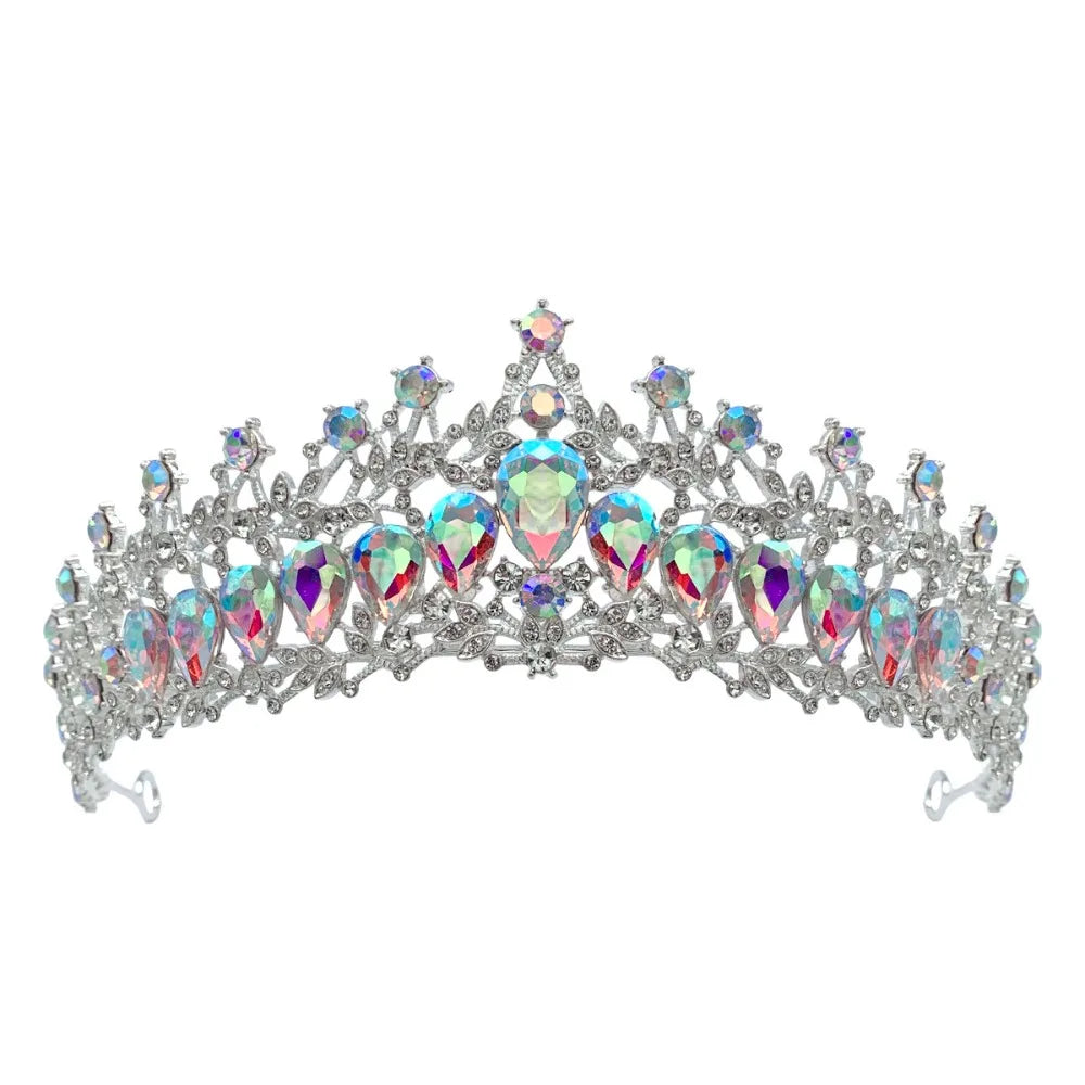 Trendy Shiny Baroque Queen Tiaras Elegant Luxury Alloy Princess Crown Dazzling Adjustable Bridal Headwear Photography Props