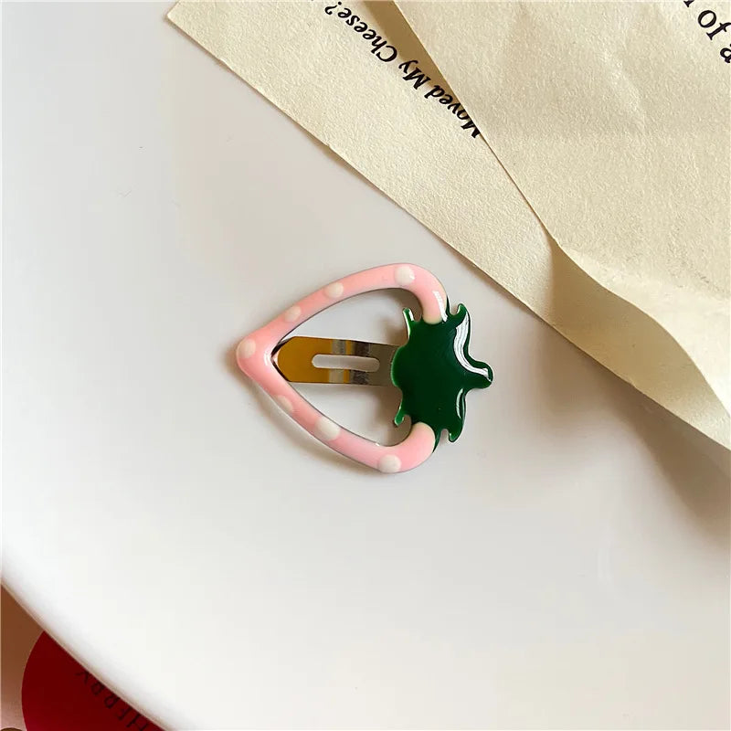 5PCS Kids Fashion Sweet Fruits BB Hairpin Hair Clips Fot Girls Korean Cute Strawberry Bb Hair Pins New Headwear Hair Accessories