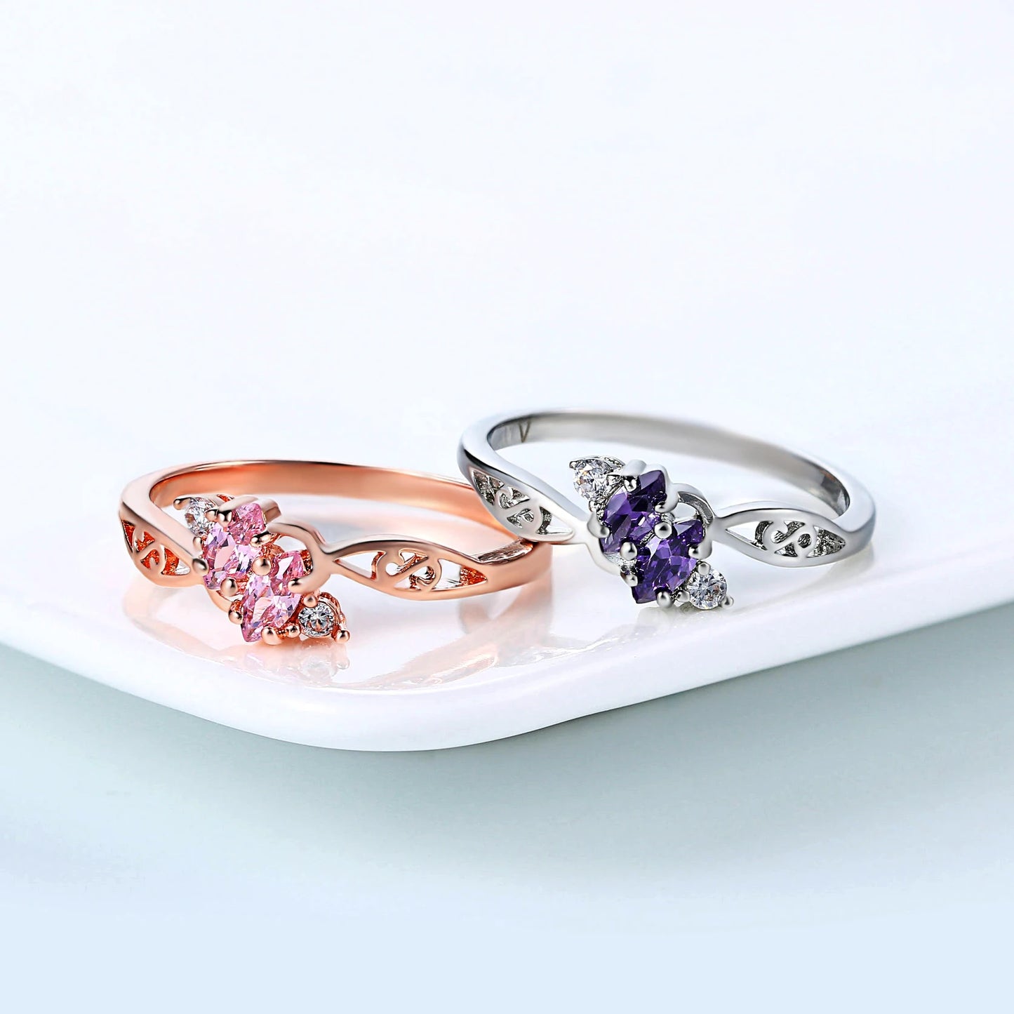 Authentic and Brilliant Rose Gold Filled Floral Pattern Ring