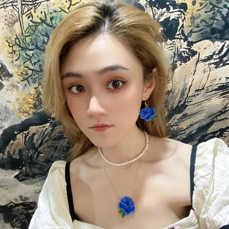 Fairywoo Ethnic Flower Earring For Lady Rose Jewellery Miyuki Bead Free shipping Jewelry Handmade Earrings Friendship Wholesale