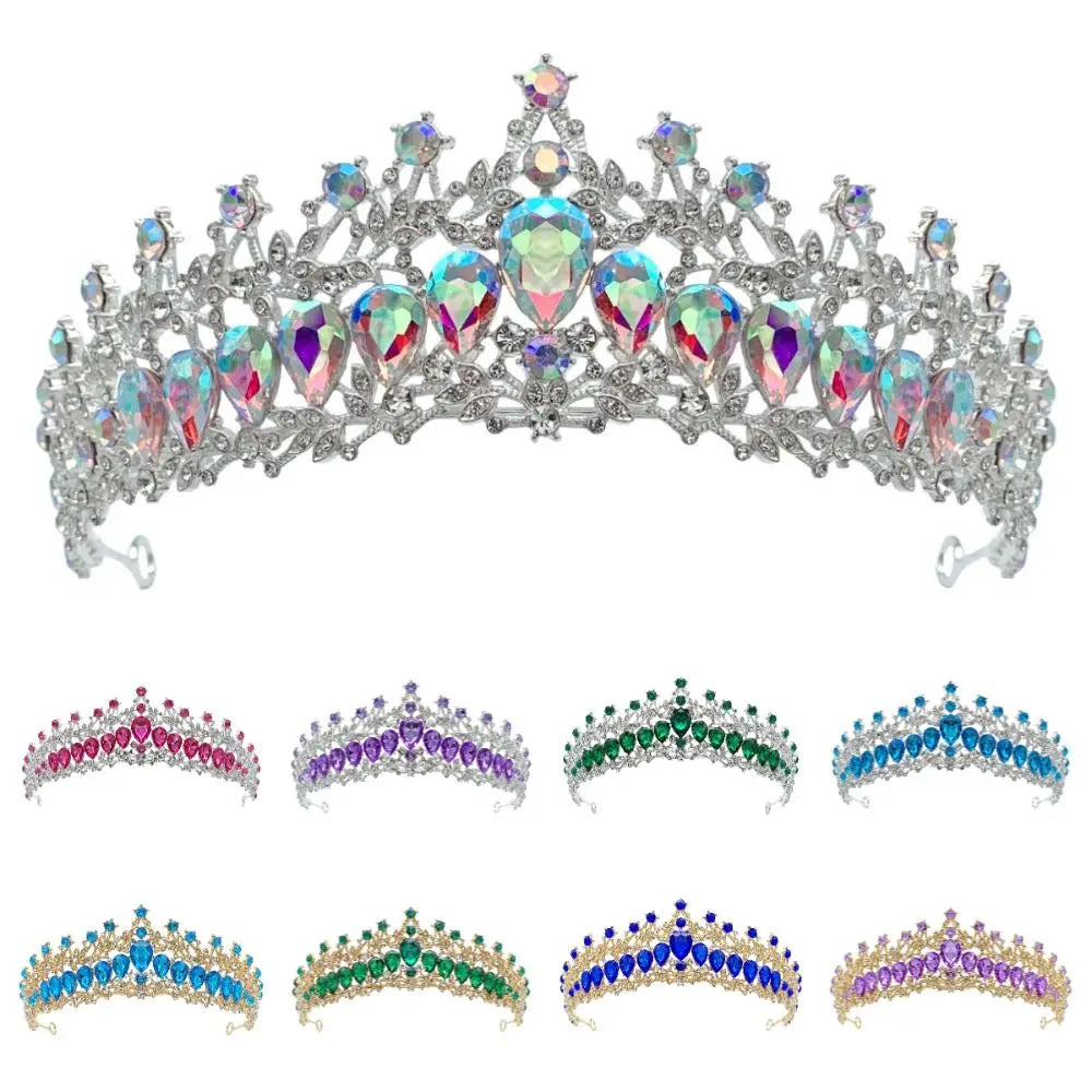 Trendy Shiny Baroque Queen Tiaras Elegant Luxury Alloy Princess Crown Dazzling Adjustable Bridal Headwear Photography Props