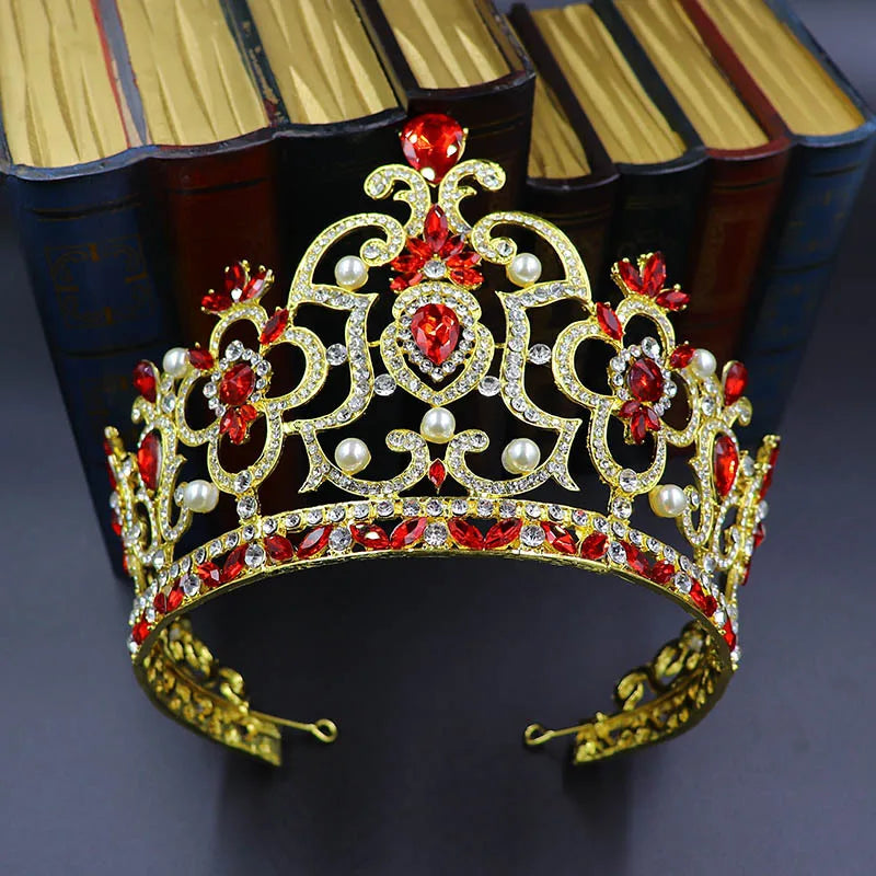 Wholesale Rhinestone Big Pageant Crown AB Colorful Crystal Tall Beauty Crown Diamond Preal King and Queen Tiaras