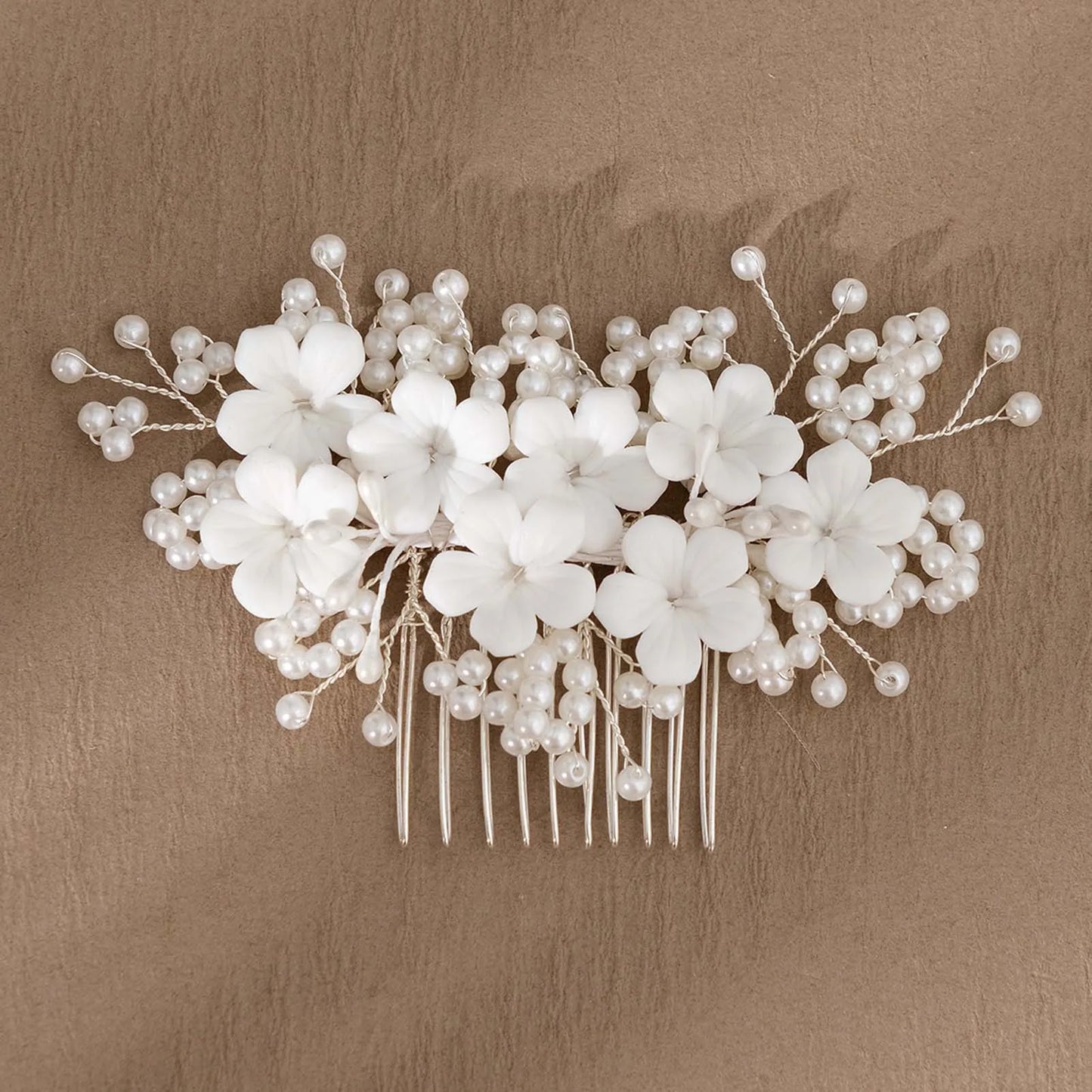 Pearl Flower Hair Comb European Style Tiaras Bride Headdress Pearl Girls Golden Crown Wedding Hair Accessories Party Jewelry