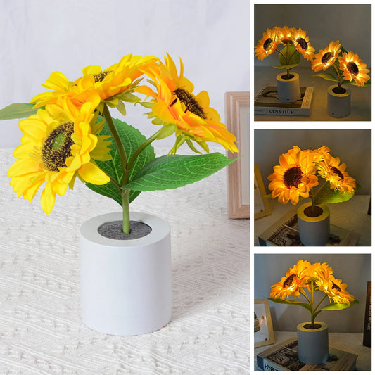 Sunflower LED Nightlight Besides Bedroom Lamp Table Lamp USB Rechargeable Light Kids Gift Home Party for Bedroom