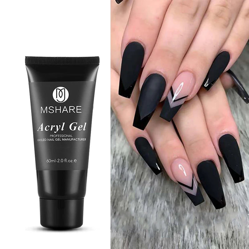 MSHARE Poly Nails Acryl Gel 60ml Builder UV Led Acrylgel Nails Extensions Acrylic Pink White Clear Acrylatic Hema Tpo Free Gel