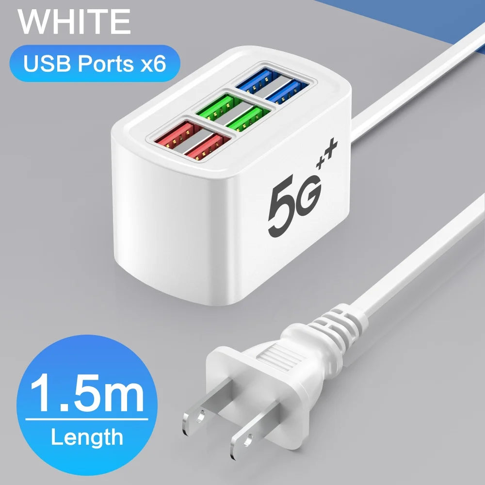 Universal Power Strip Electric Socket 6 USB Ports Multifunction Extension Cable Table Socket EU US Plug Phone Charger Adapter