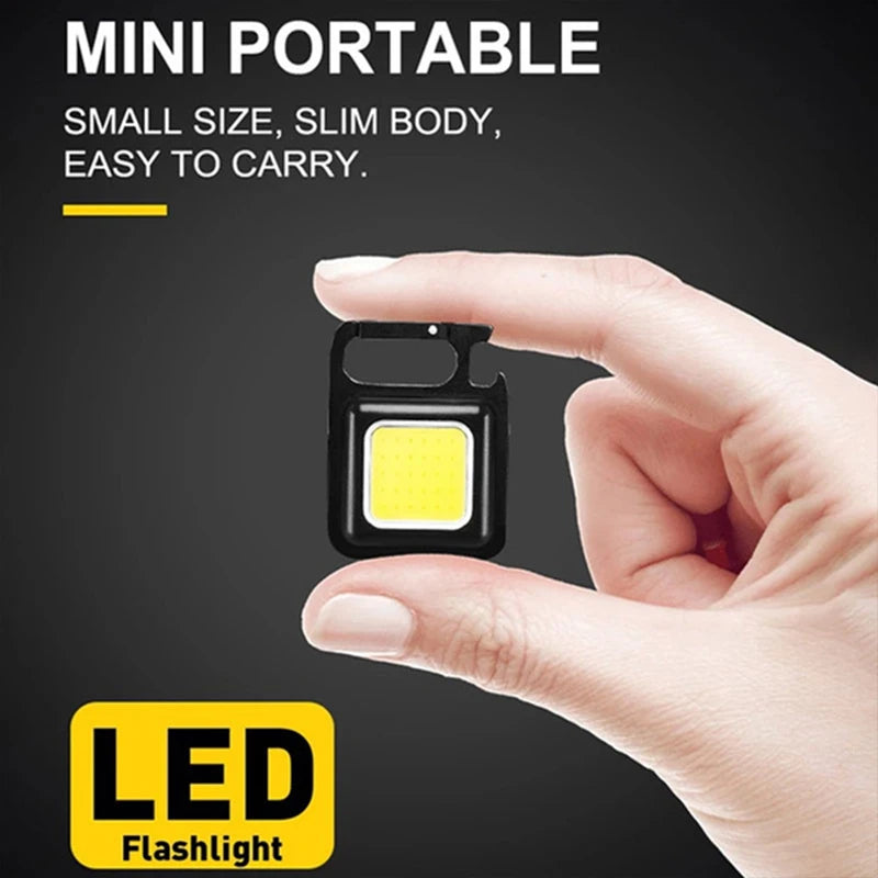 LED Working Light USB Rechargeable Mini Flashlight Portable Bright Keychain Pocket Clip Lantern Outdoor Hiking Fishing Camping