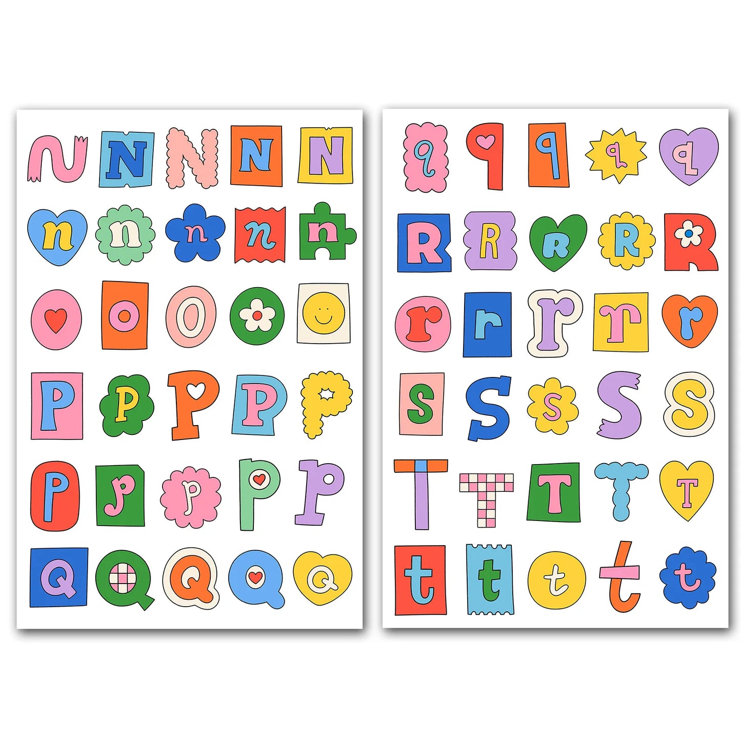 8 Sheets Alphabet Symbols Label Sticker,Color Letter Diary Collage Material Stickers Decorative Sticker
