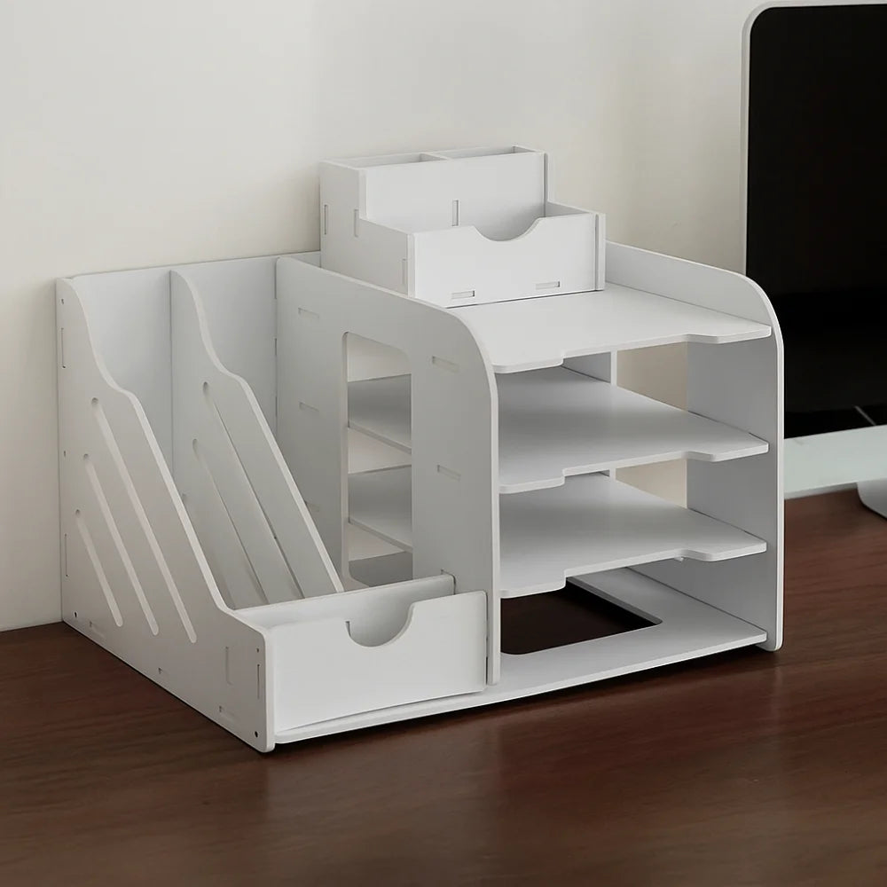 Large Capacity File Storage Rack Space Saving Thickened File Sorter Multi-Layer Partition Design Desktop Storage Box Library
