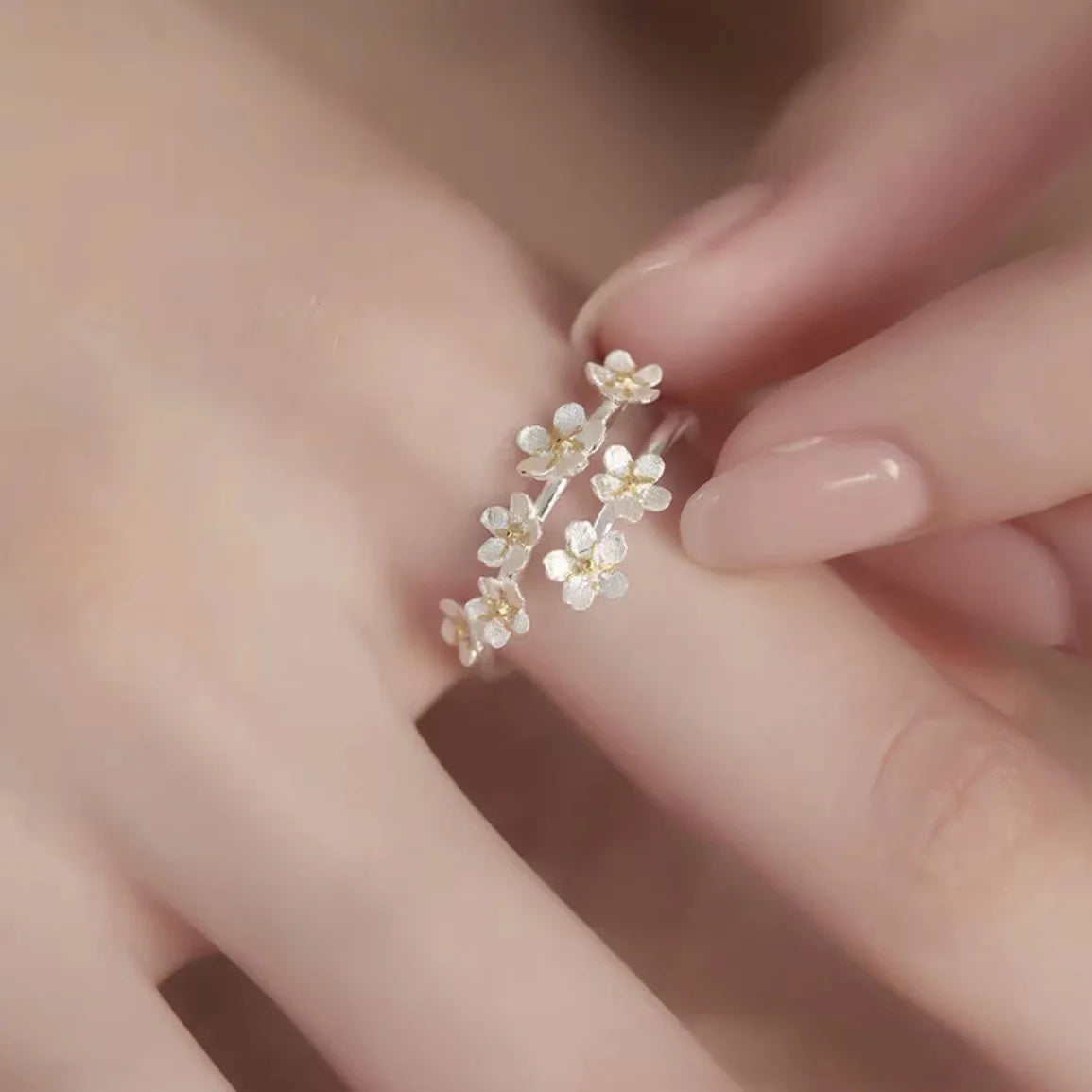 Floral Fairy Gold and Silver Ring (High Quality Enamel)