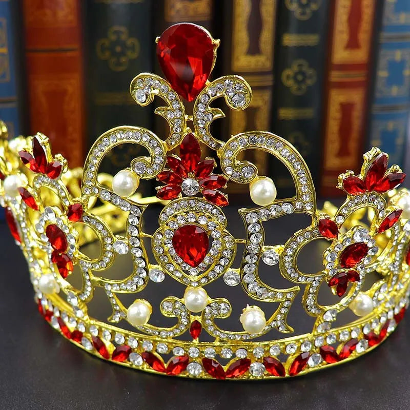 Wholesale Rhinestone Big Pageant Crown AB Colorful Crystal Tall Beauty Crown Diamond Preal King and Queen Tiaras
