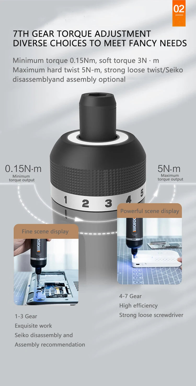 Electrical Screwdriver Set Worx 4V WX242 Smart Cordless Electric Screwdrivers USB Rechargeable Handle 30 Bit Sets Tools