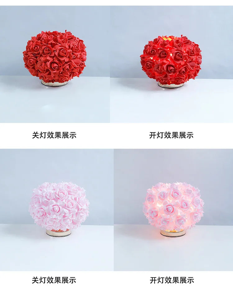 Nordic Rose Flower Bouquet Table Lamps Romantic Bedside Night Lights Wedding Decoration (Free Shipping) 💝💖🌹 (Free Shipping) 💝💖🌹