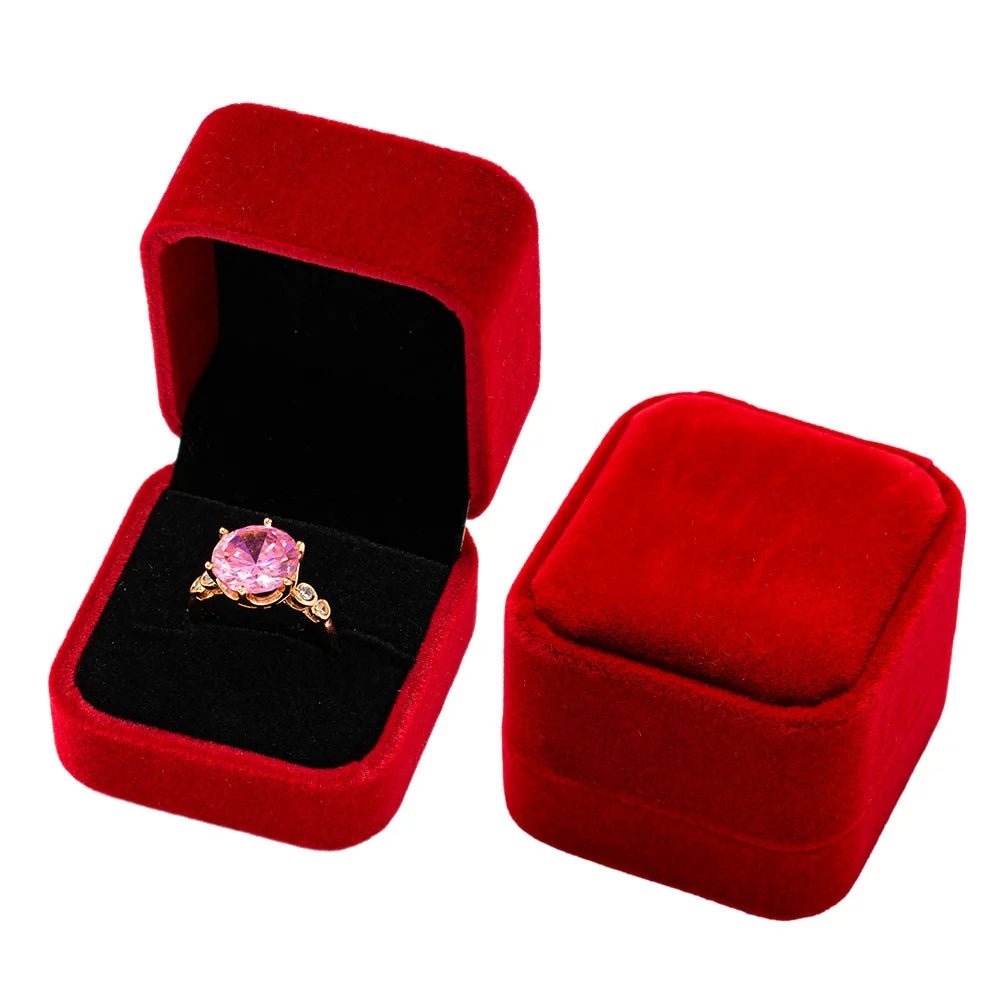 Velvet Single Ring Box Gift Jewelry Organizer Packaging for Wedding Ceremony Engagement Display Storage Supplies Accessories