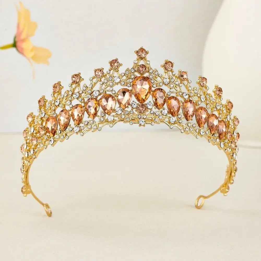 Trendy Shiny Baroque Queen Tiaras Elegant Luxury Alloy Princess Crown Dazzling Adjustable Bridal Headwear Photography Props