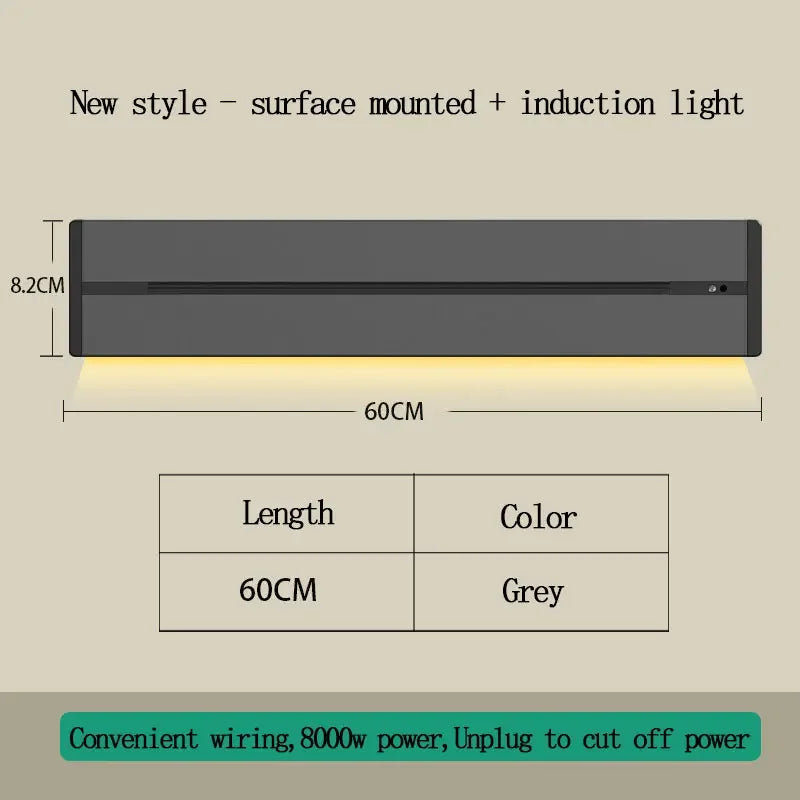 EU US Universal Home Room Movable Power Rail Sliding Track Socket With LED Human Body Induction Light Desktop Mobile Socket