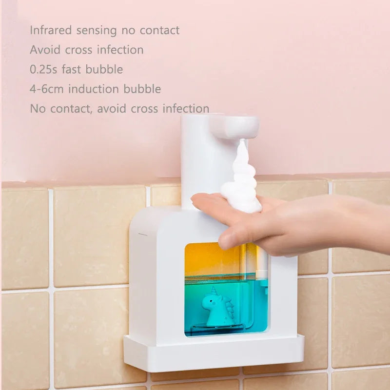 New Automatic Soap Dispenser Cute Pet Wall Mounted Touchless Sensor USB Charging Cartoon Foam Hand Washing Tools 400ML Kitchen