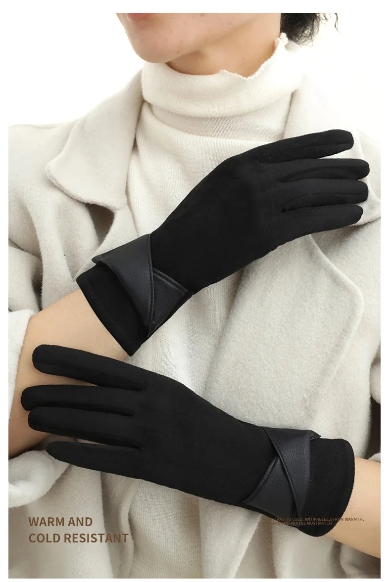 Women Winter Keep Warm Touch Screen Gloves Lady Fashion Elegant Retro Cycling Drive Protection From Cold Thicken