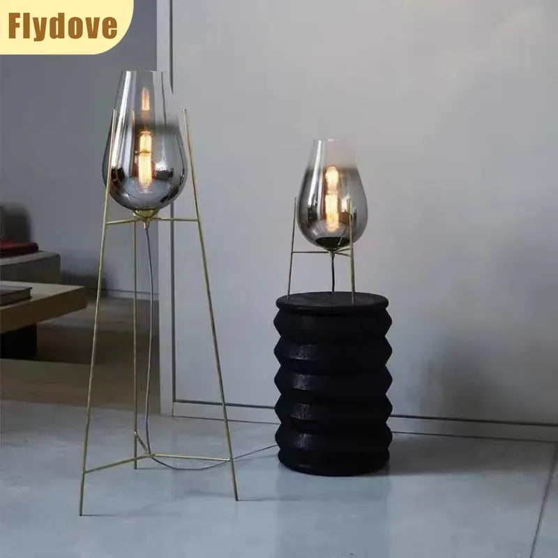 Postmodern Creative Light Luxury Simple Living Room Bedroom Hotel Art Vase Glass Desk Lamp Floor Lamp Home Lighting Decoration