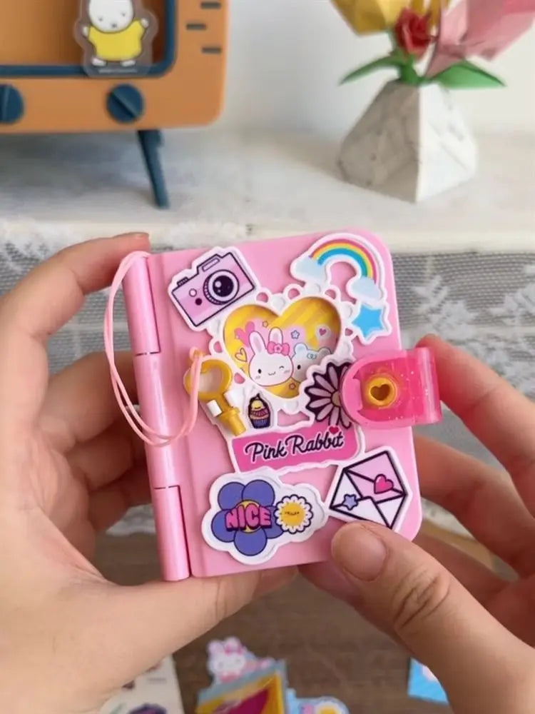 Cartoon Pink Rabbit Secret Mini Notebook Secret Diary Creative Handmade Diy Simulation Girl Toy Set Gift Birthday Gift