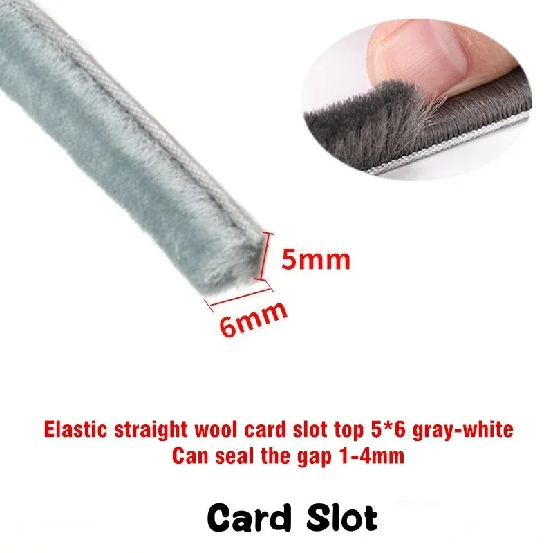 10M Aluminum Sliding Door Window Brush Seal Strip Weatherstrip Draught Excluder Dustproof Card Slot Sealing Tape Door Gasket
