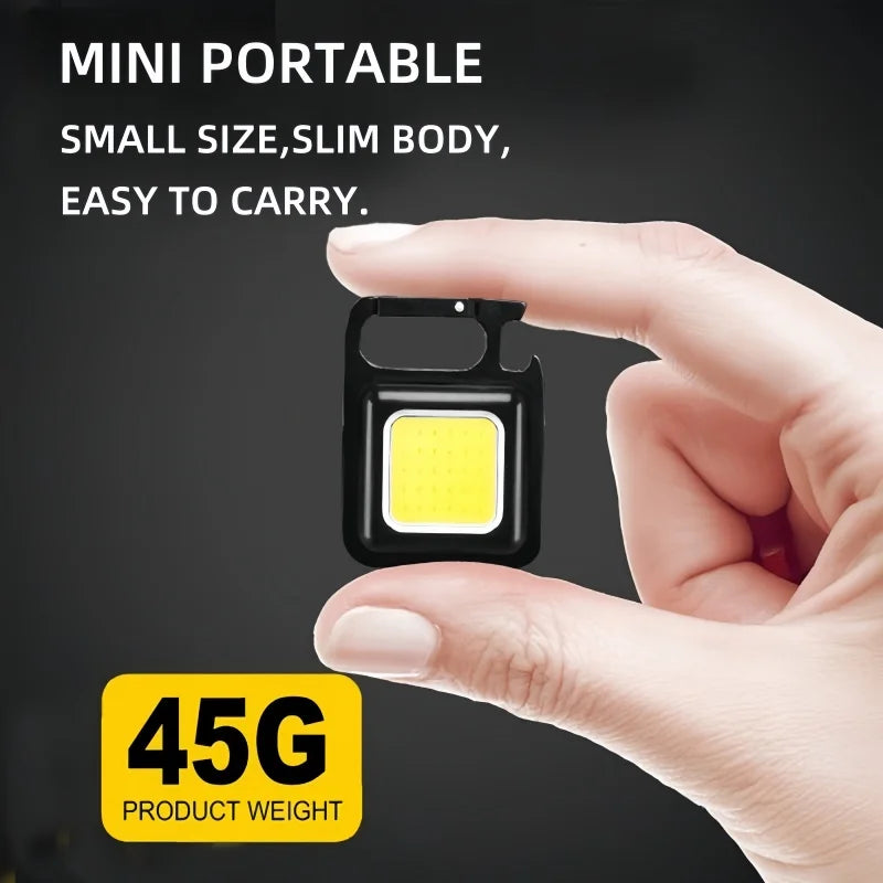 LED Working Light USB Rechargeable Mini Flashlight Portable Bright Keychain Pocket Clip Lantern Outdoor Hiking Fishing Camping