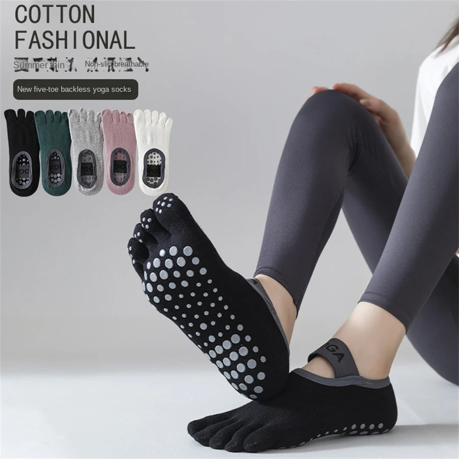 1 pair of women's five finger socks, professional anti slip yoga socks, Pilates fitness socks