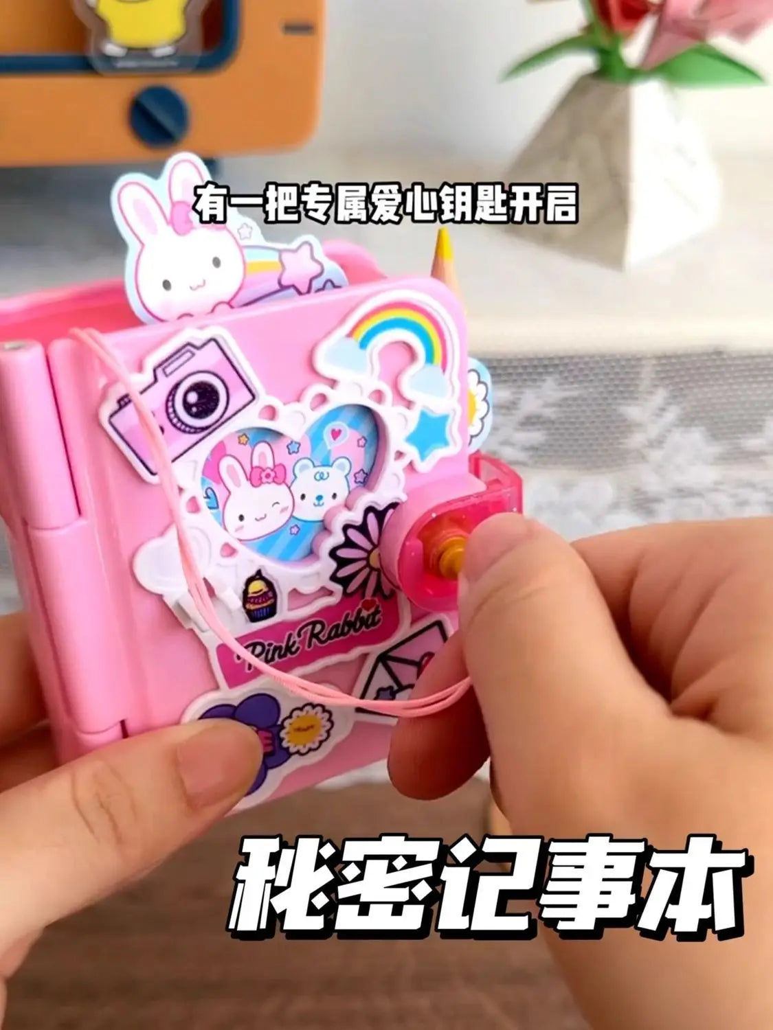 Cartoon Pink Rabbit Secret Mini Notebook Secret Diary Creative Handmade Diy Simulation Girl Toy Set Gift Birthday Gift