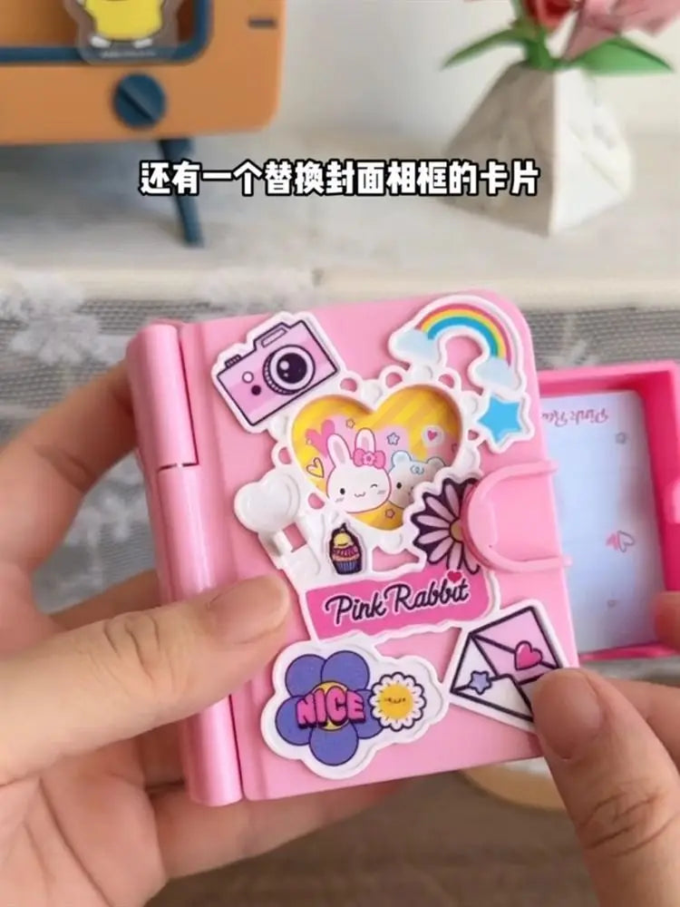 Cartoon Pink Rabbit Secret Mini Notebook Secret Diary Creative Handmade Diy Simulation Girl Toy Set Gift Birthday Gift