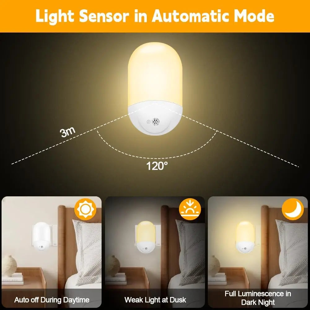 LED Night Light, Night Lights Plug in Walls with Dusk to Dawn Photocell Sensor, 0.5W Energy Saving Plug in Night Lighting