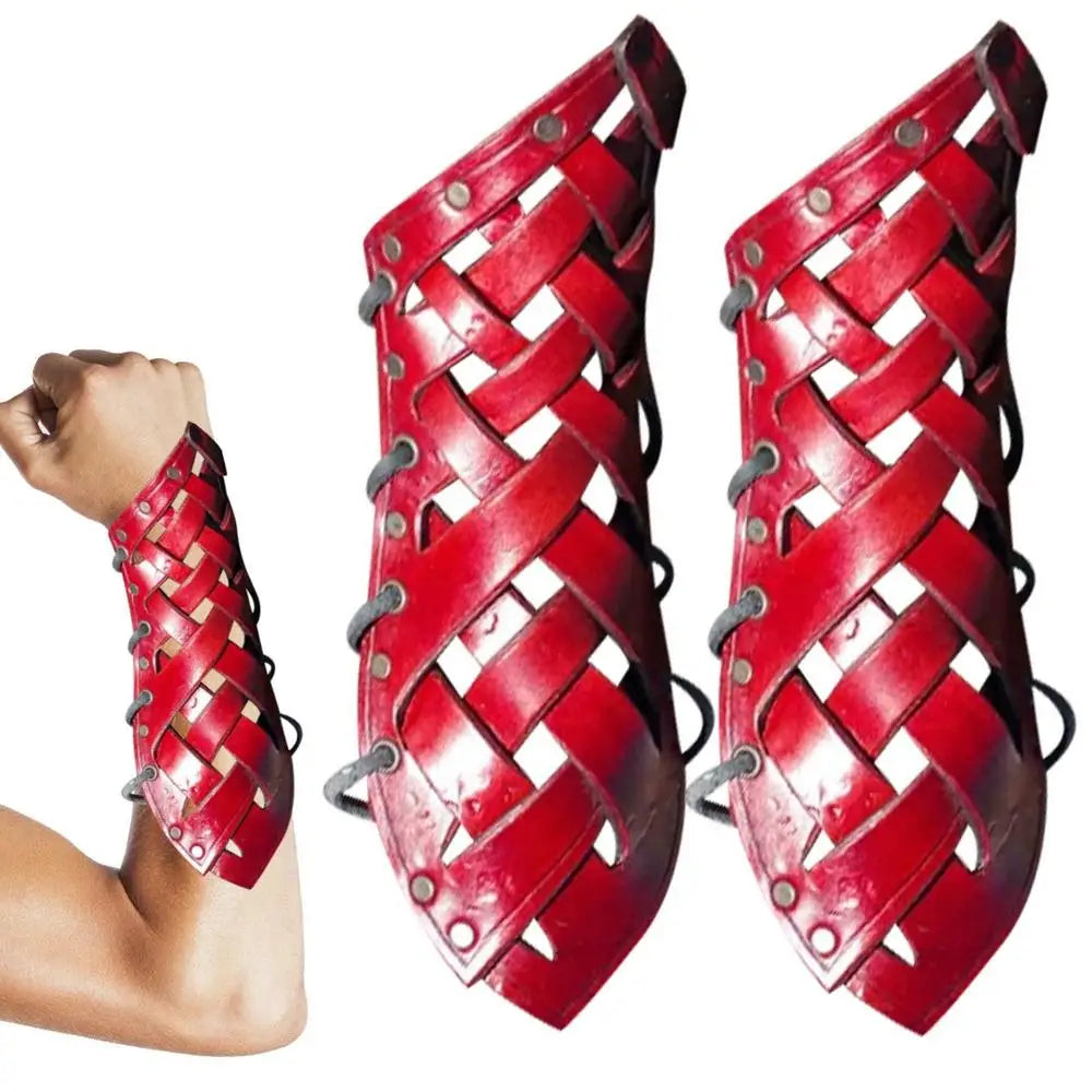 1 Pair Adjustable Arm Bracer Men Arm Guards Medieval Leather Bracers Halloween Costume Cosplay Leather Arm Guards Accessories