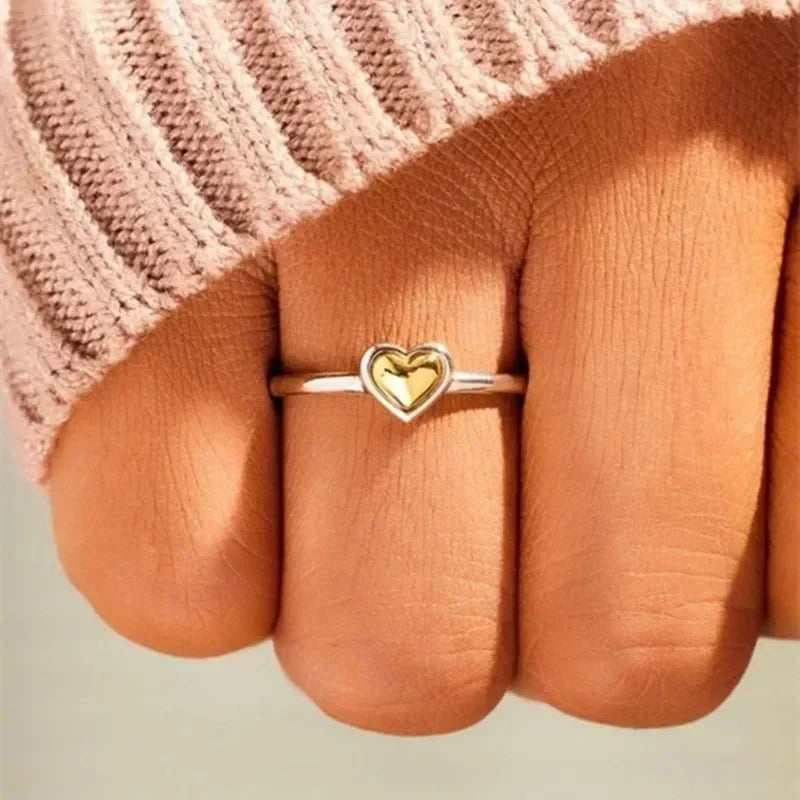 Vibrant Gold-Filled Silver Heart Ring