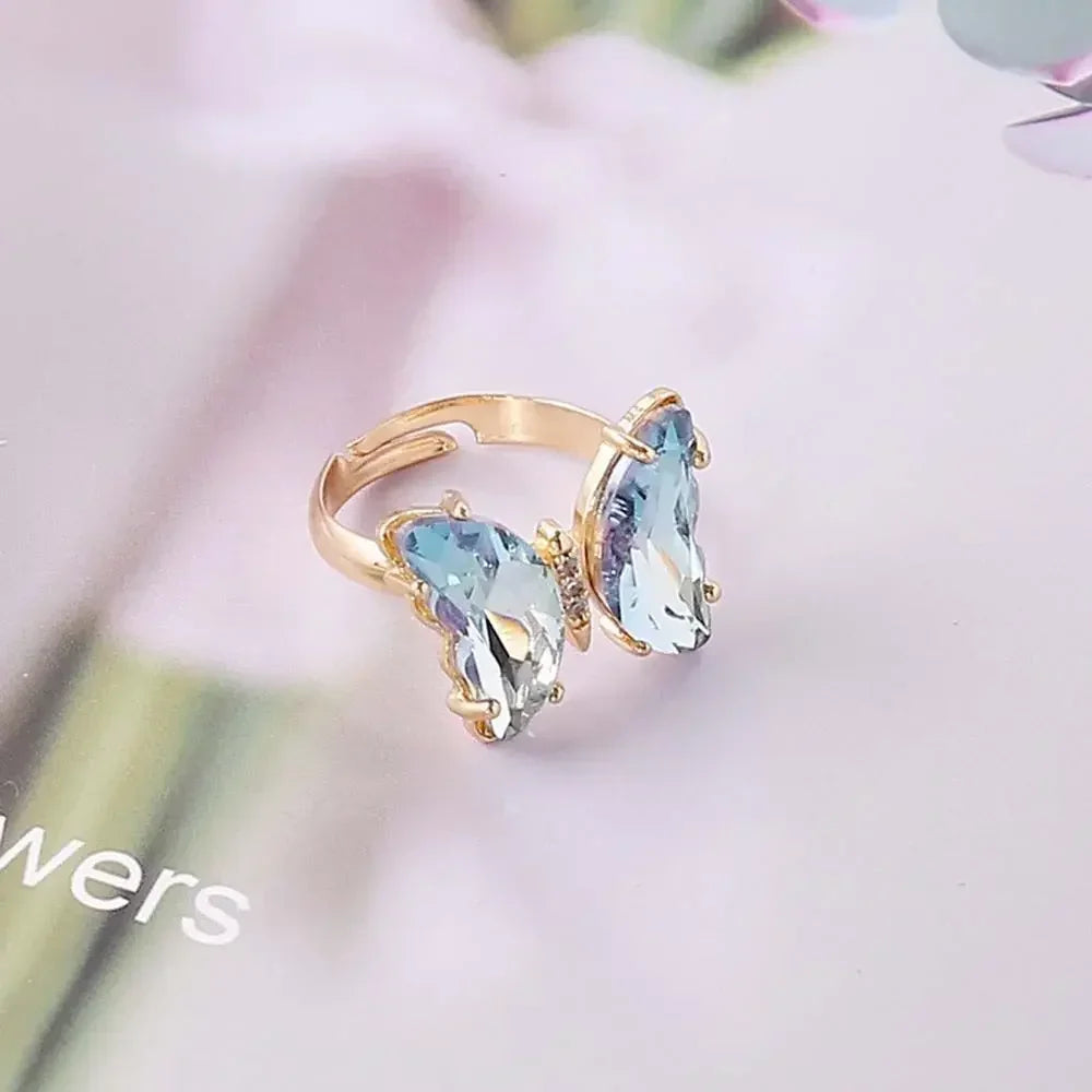 Butterfly Mood Ring Gradient Color Adjustable Temperature Ring Jewelry For Kids Birthday Gold Butterfly Rings Wholesale 2023