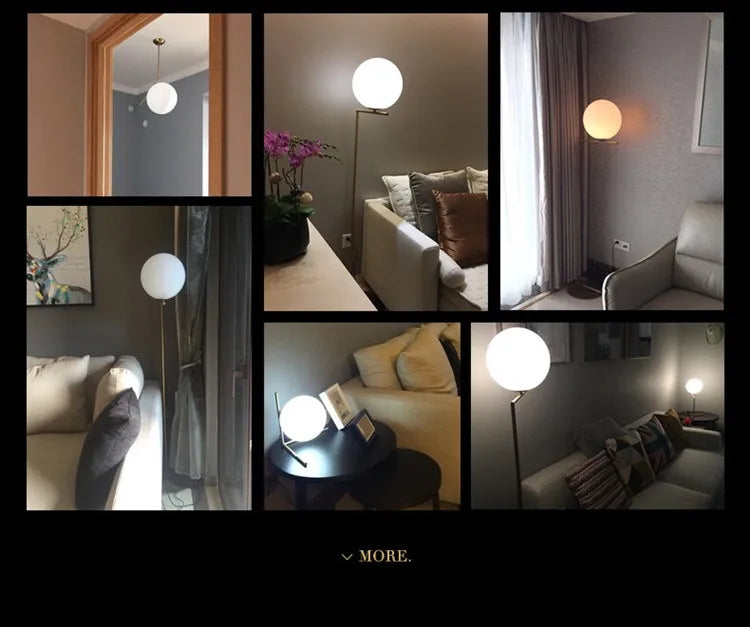 Modern Glass Ball floor lamps table lamp night light Nordic Simple Bedside Desk Home Decor LED Lustre Chandelier Light Lamparas