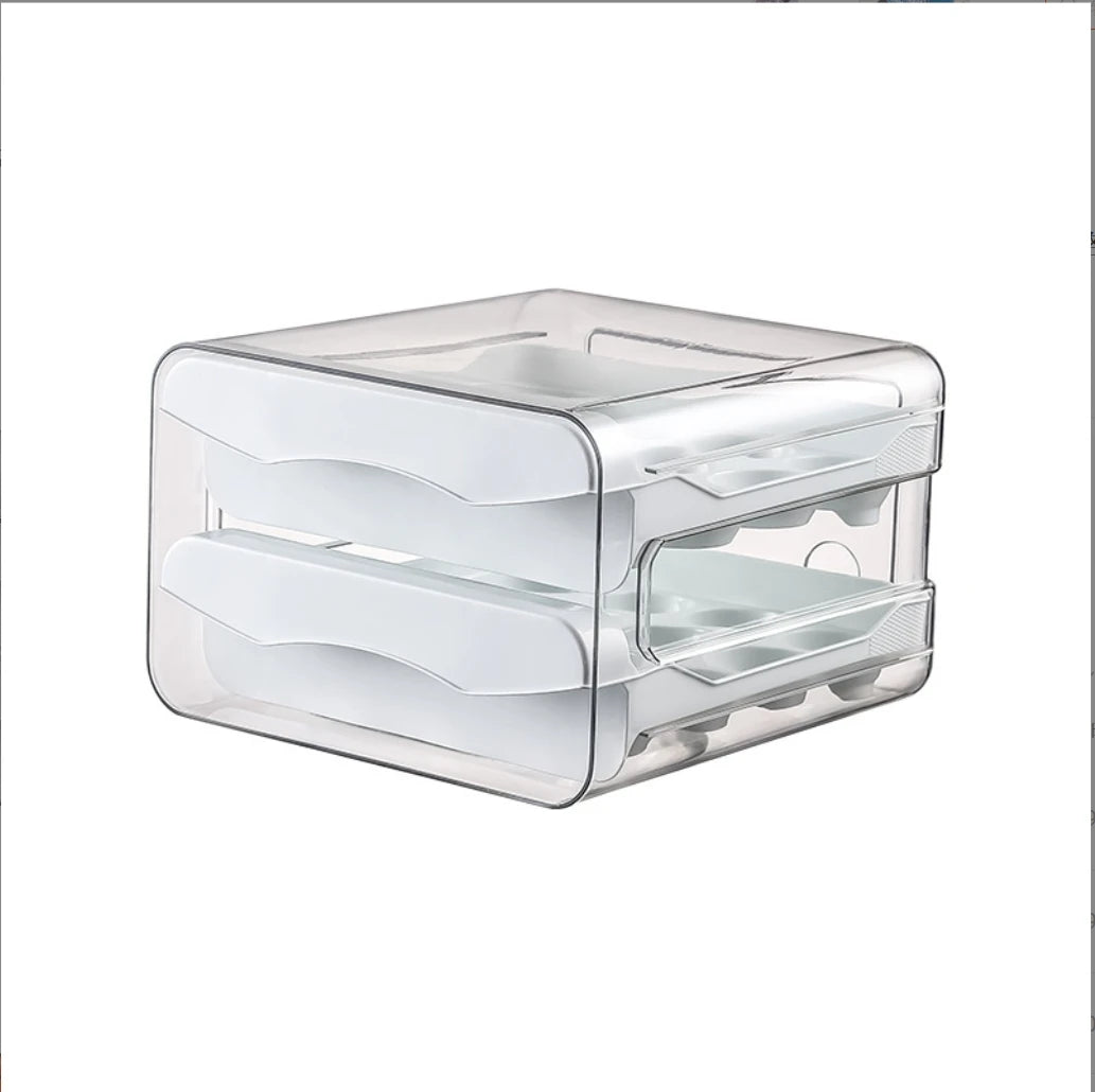 Storage Container with 2 Drawers! Perfect for Fridge Organization, Durable, Space Efficient Design for Easy Access & Freshness