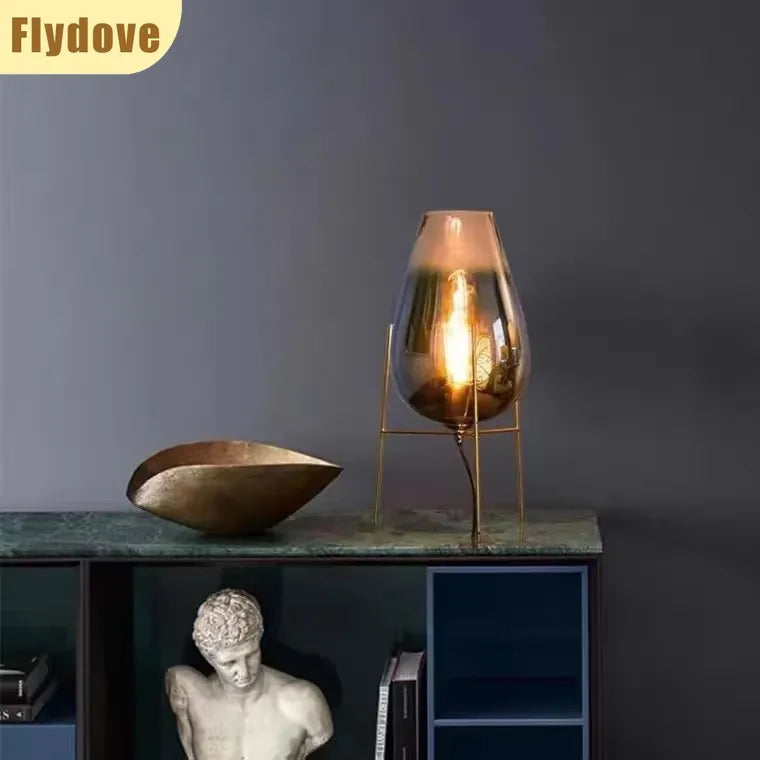 Postmodern Creative Light Luxury Simple Living Room Bedroom Hotel Art Vase Glass Desk Lamp Floor Lamp Home Lighting Decoration