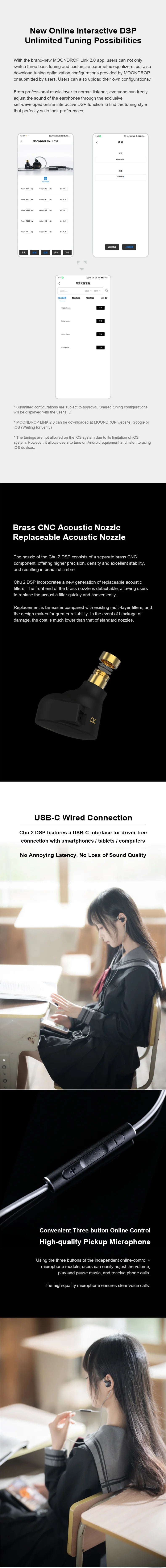 Moondrop Chu II DSP 10mm High-performance Dynamic Driver IEMs Earphones Wired Earbuds TYPE-C With Mcrophone Earphone