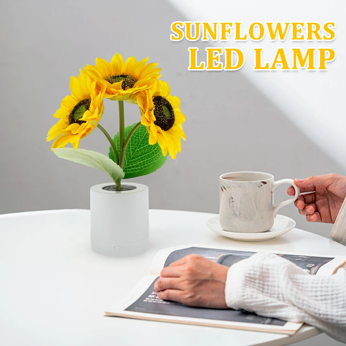 LED Sunflower Night Light Dimmable Simulation Sunflower Table Lamp USB Creative Desktop Decorative Light Bedroom Bedside Light (Free Shipping) 💝💖🌹 (Free Shipping) 💝💖🌹