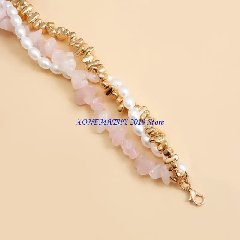 F42F Stylish Beads Necklace Elegant Neck Chain Multilayer Necklace Women Fashion Accessories Suitable for Fashionable Ladies