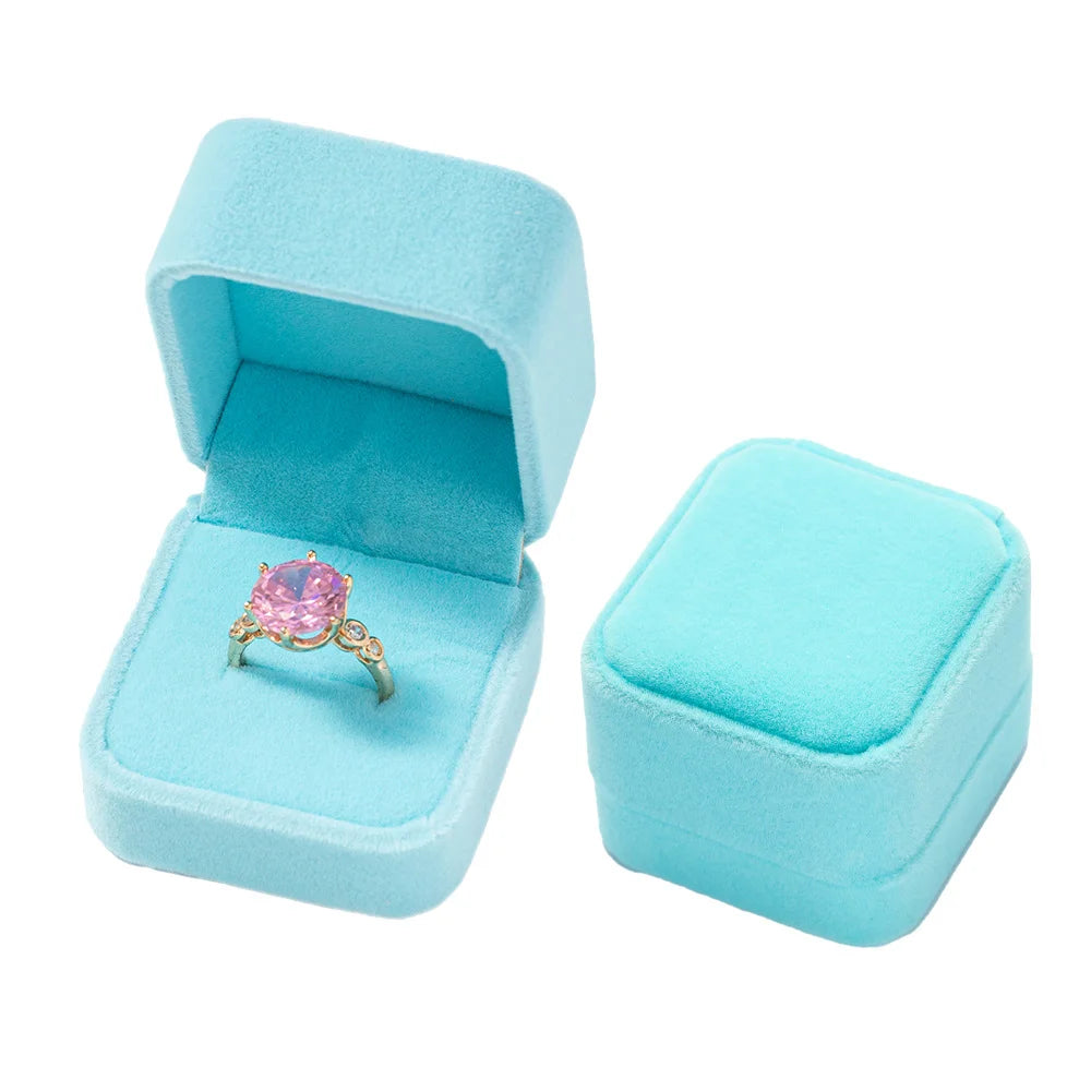 Velvet Single Ring Box Gift Jewelry Organizer Packaging for Wedding Ceremony Engagement Display Storage Supplies Accessories