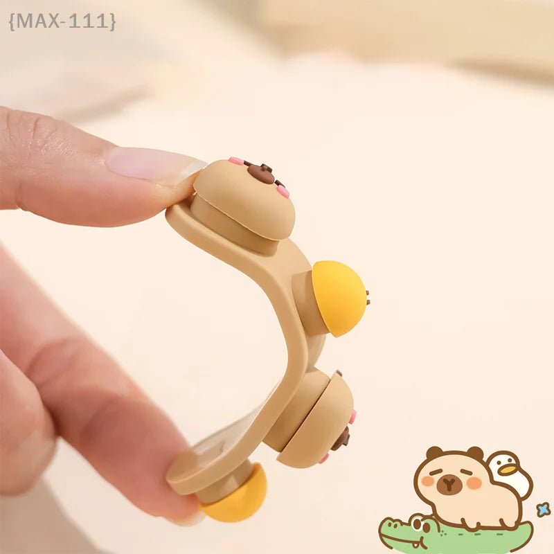 Portable Punch-Free Silicone Cable Organizer - Capybara Cartoon Cable Winder for Data & Charging Cable Storage