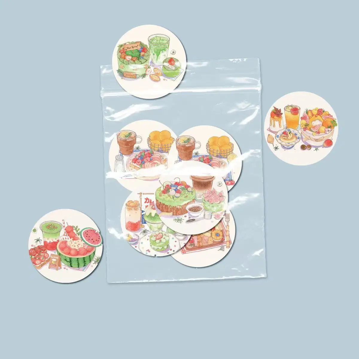 500 pcs Summer Dessert Sticker Adhesive Label Sealing Sticker Reward Sticker Decorative Handbook Sticker Kawaii