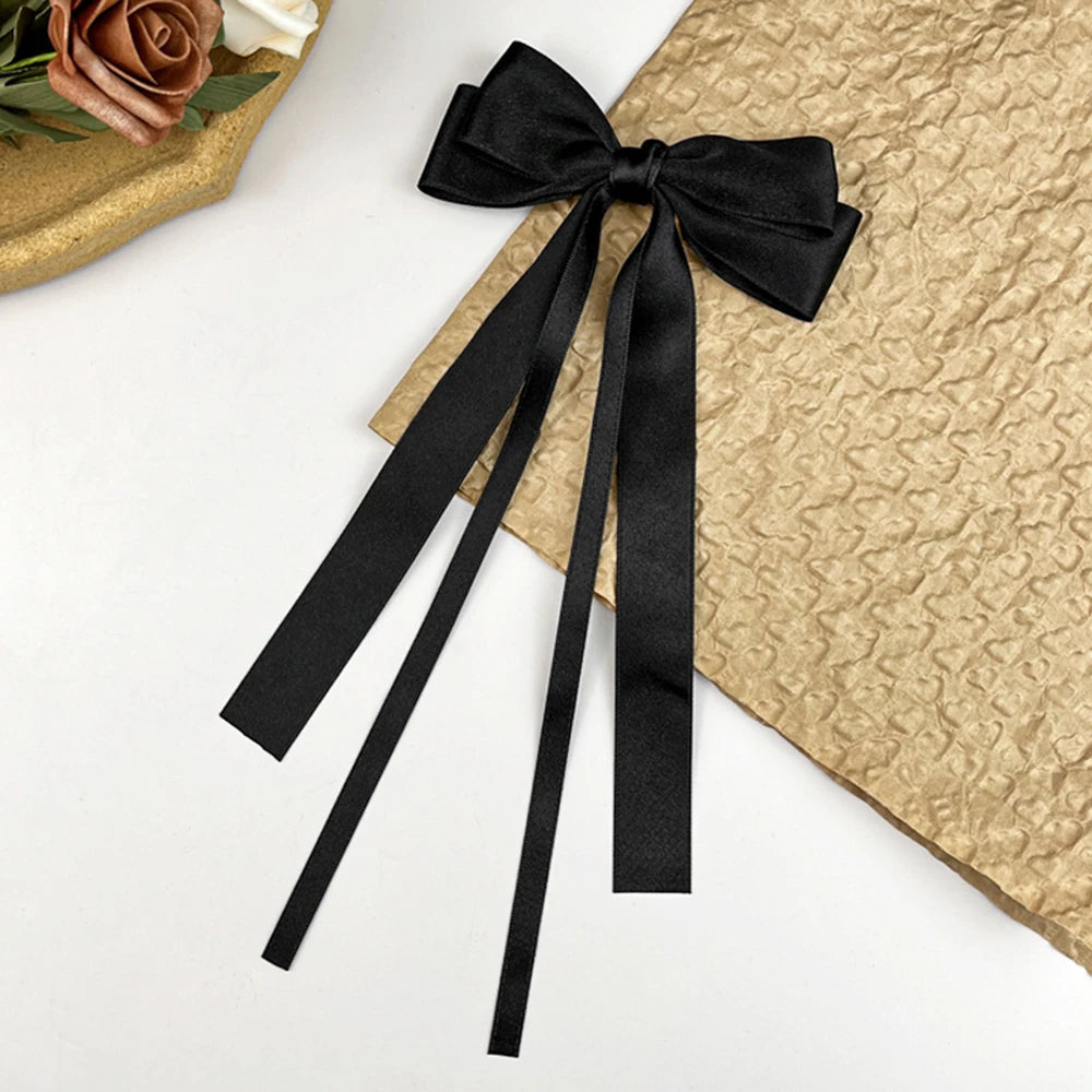 Fashion Fabric Hair Bow Hairpin for Women Girls Ribbon Hair Clips Black White Bow Top Clip Female Hair Accessories