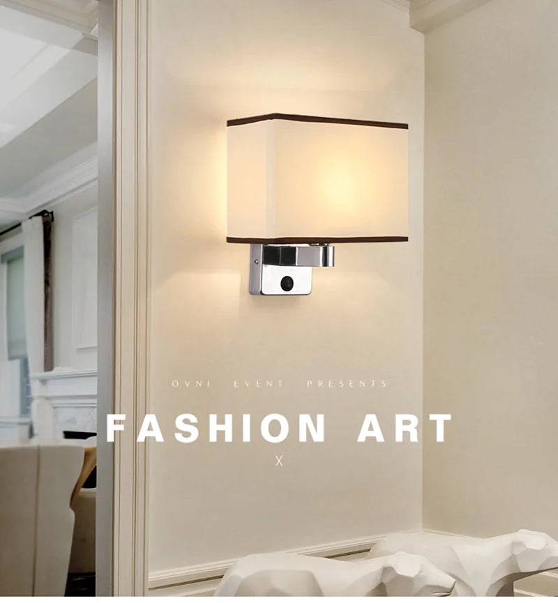 LED Lights Indoor Lighting Fabric Lampshade Wall Lamps for Bedside Bedroom Living Room Hotel Stairs Hotel Home Decoration