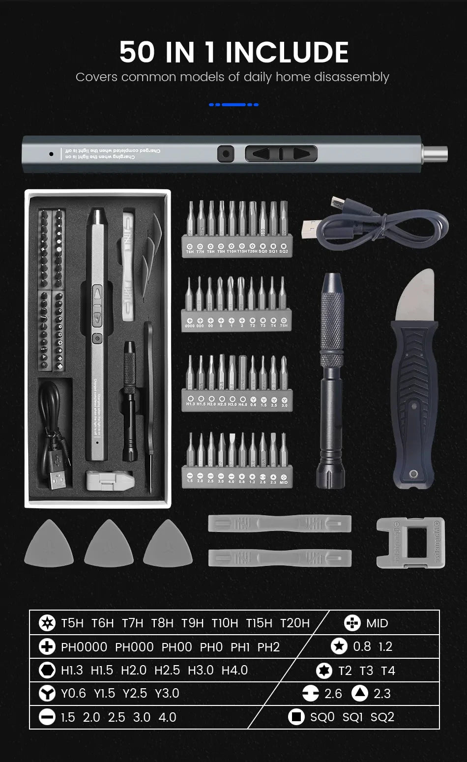 Cordless Electric Screwdriver Set 12/39/50 in 1 Precision Power