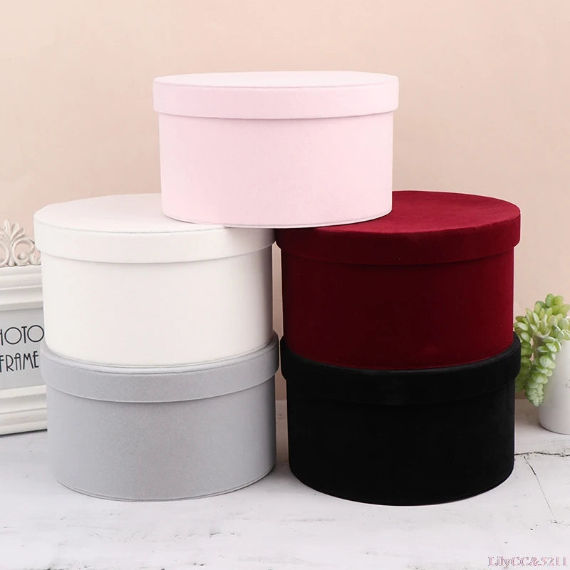 Gift Box Velvet Round Flowers Box Flower and Gift Arrangements for  for Valentines Day Birthdays Weddings Decor Florist Supplies