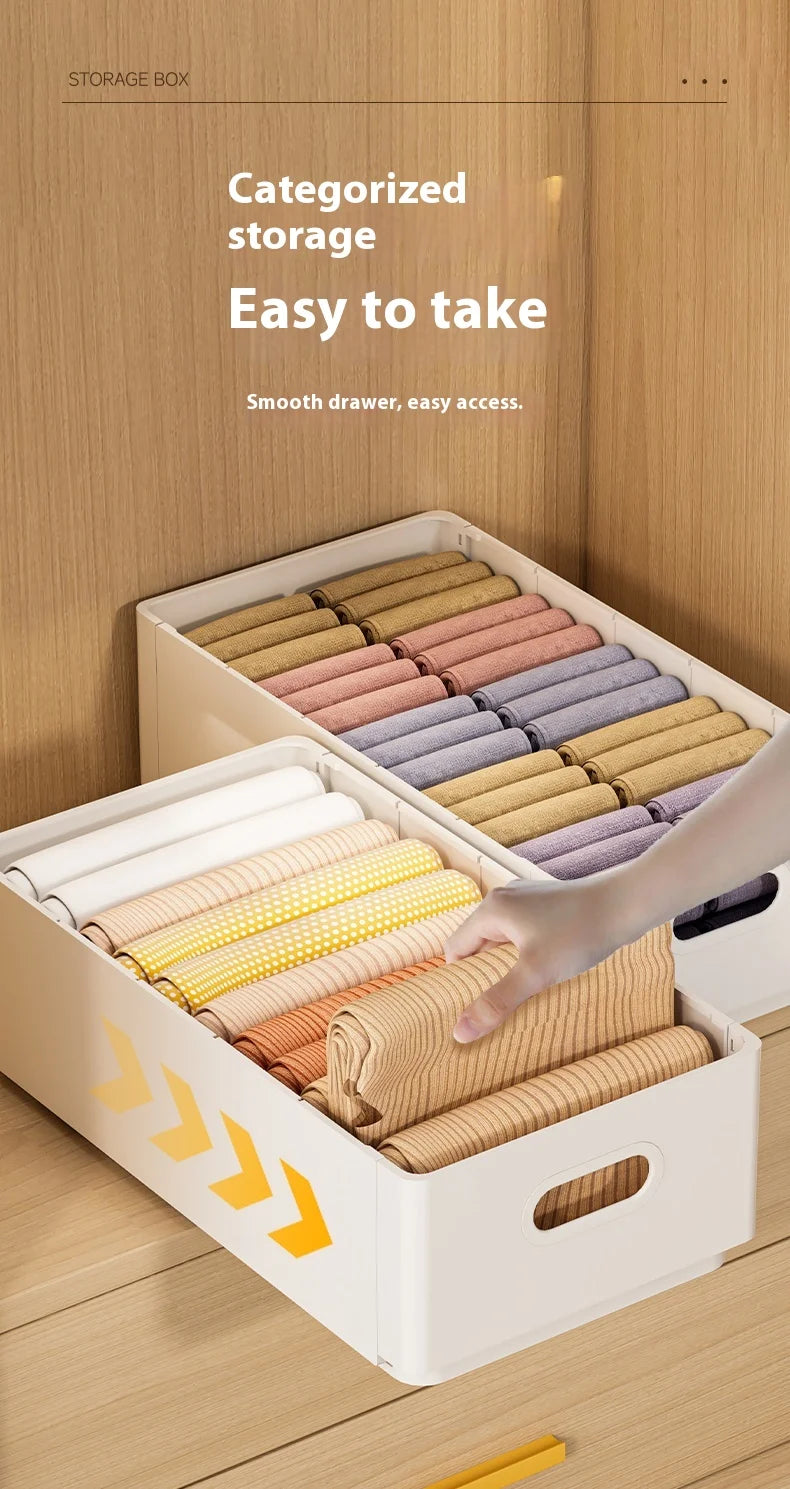 Wardrobe clothing organizer, drawer organizer, storage box with handles, foldable clothes, T-shirts, ties, scarves, towel storag