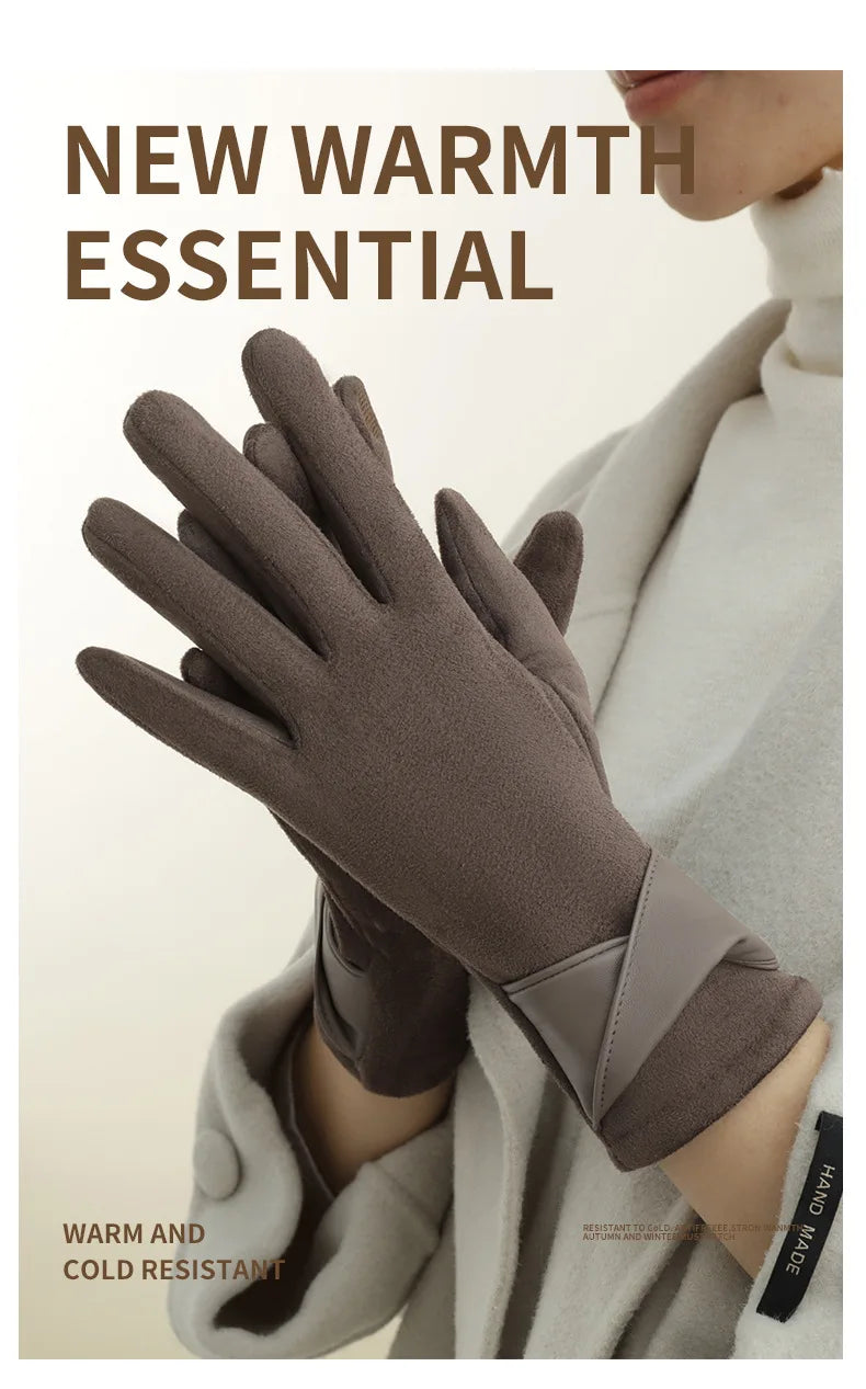 Women Winter Keep Warm Touch Screen Gloves Lady Fashion Elegant Retro Cycling Drive Protection From Cold Thicken