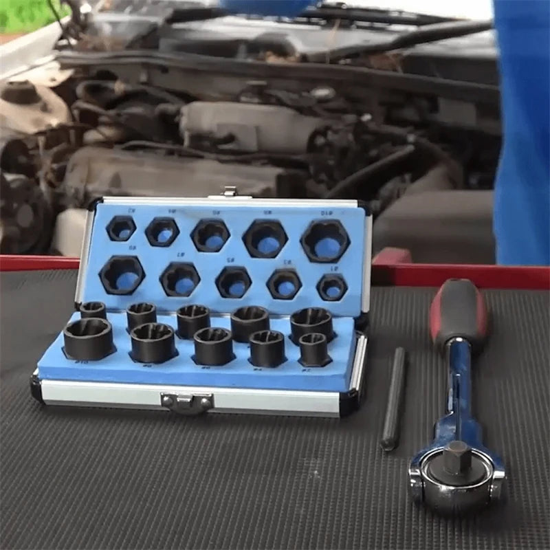 10pcs/lot Hex Socket Set Damaged Bolt Nut Screw Remover Garage 9-19 Mm Sockets Car Repair Hand Tool Electric Drill Accessories