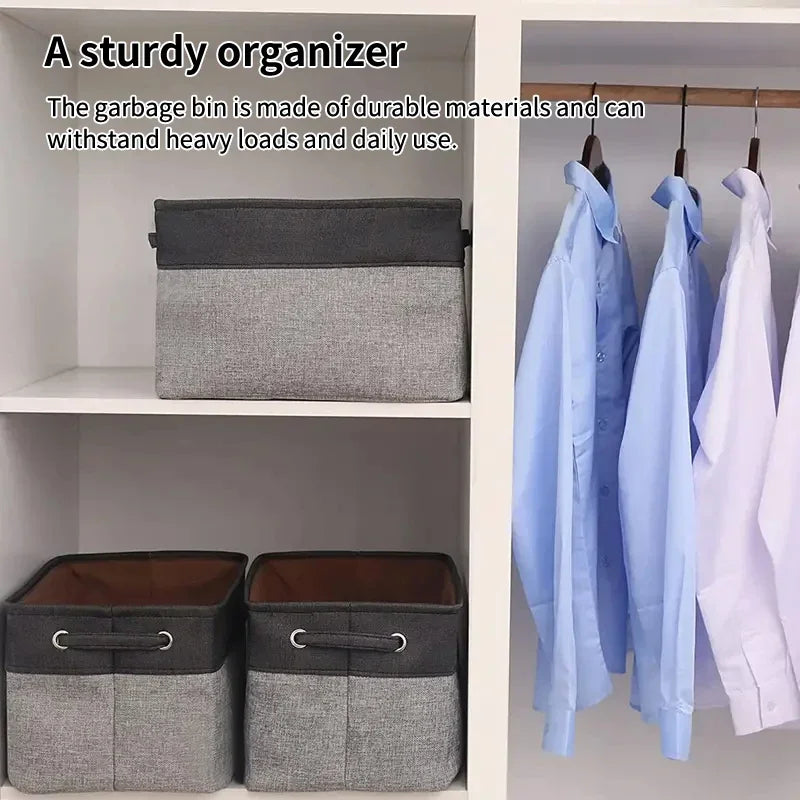 1 Pcs Foldable Storage Bins Sturdy Canvas Fabric Cubic Boxes with Handles Ideal for Home Office Organization